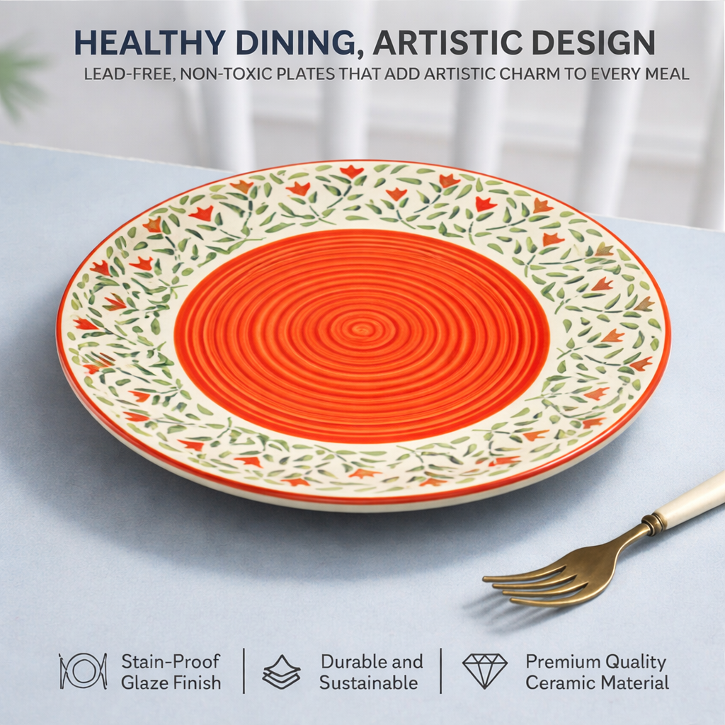 Juego de 2 platos llanos de cerámica Mittory de 10 pulgadas con espiral de cítricos, tamaño completo