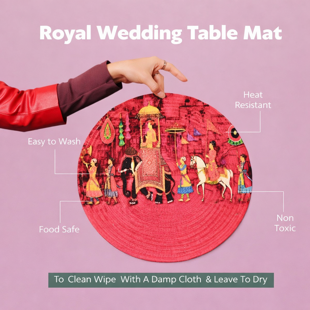 Juego de 4 manteles individuales redondos rojos