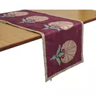 Camino de mesa de terciopelo granate con estampado floral decorativo - 14 x 72 pulgadas