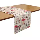 Camino de mesa de terciopelo crema con estampado de motivos mogoles decorativos, 6 plazas, 14 x 72
