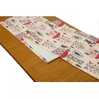 Camino de mesa de terciopelo crema con estampado de motivos mogoles decorativos, 6 plazas, 14 x 72