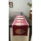 Camino de mesa de terciopelo granate con estampado floral decorativo - 14 x 72 pulgadas