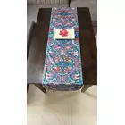 Camino de mesa de terciopelo azul brillante con diseño de alfombra decorativa impresa para 6 personas, tamaño 14 x 72 pulgadas