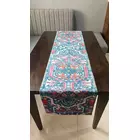 Camino de mesa de terciopelo azul brillante con diseño de alfombra decorativa impresa para 6 personas, tamaño 14 x 72 pulgadas