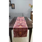 Camino de mesa decorativo de terciopelo color vino - Diseño impreso, 35 x 183 cm - 6 plazas