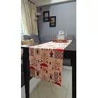 Camino de mesa de terciopelo crema con estampado de motivos mogoles decorativos, 6 plazas, 14 x 72