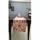 Camino de mesa de terciopelo crema con estampado de motivos mogoles decorativos, 6 plazas, 14 x 72