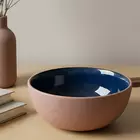 Ensaladera de cerámica Mittory - 600 ml, acabado mate tierra y azul brillante
