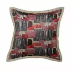 Juego de 5 fundas de cojín de estilo contemporáneo | Granate y blanco roto | terciopelo | 40,6 x 40,6 cm