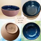 Ensaladera de cerámica Mittory - 600 ml, acabado mate tierra y azul brillante