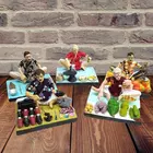 Krishnanagar Handmade Clay Gift & Décor | Standard- Sitting Human Figure Miniature Golu Idol 5 Pice Seller Set