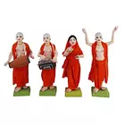 Handcrafted ISKCON Nagar Kirtan Clay Idol | Devotional Vaishnav Bhajan Procession Figurine Dolls| Krishnagar Terracotta Art| Handmade Human Burn Clay Idols for Home Decor & Gifting (Set of 4)