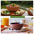 Ensaladera de cerámica Mittory - 600 ml, acabado mate tierra y azul brillante