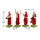 Handcrafted ISKCON Nagar Kirtan Clay Idol | Devotional Vaishnav Bhajan Procession Figurine Dolls| Krishnagar Terracotta Art| Handmade Human Burn Clay Idols for Home Decor & Gifting (Set of 4)