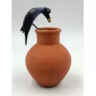 Krishnanagar Handmade Clay Gift & Decor Clever Thirsty Crow (12cm / 5 inch)