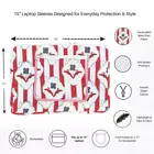 Amber Lines  Block Print Quilted  Cotton Laptop Sleeve With Front Pocket Red 10"X15"