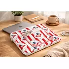 Amber Lines  Block Print Quilted  Cotton Laptop Sleeve With Front Pocket Red 10"X15"