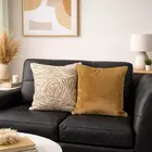 Juego de 2 fundas de cojín de estilo contemporáneo | Crema y marrón | Terciopelo y seda satinada | 40,6 x 40,6 cm