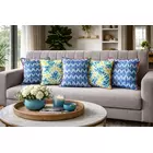 Juego combinado de 5 fundas de cojín artesanales | Azul y neón | algodón | 40,6 x 40,6 cm