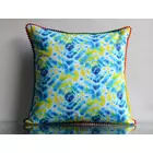 Juego combinado de 5 fundas de cojín artesanales | Azul y neón | algodón | 40,6 x 40,6 cm