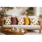 Juego de 5 fundas de cojín minimalistas | Marrón multicolor y mostaza | Algodón lona y lino | 40,6 x 40,6 cm