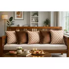 Contemporary Cushion Cover Combo Set of 5 | Brown And Cream | velvet | 16" X 16"