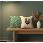 Embroidered Cushion Cover Combo Set of 2 | Green And Offwhite | Cotton Duck and Cotton Linen  | 16" X 16"