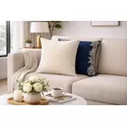 Juego de 2 fundas de cojín bordadas | Azul real y blanco roto | Terciopelo y seda flameada | 40,6 x 40,6 cm