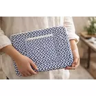 Desert Drift  Block Print Quilted  Cotton Laptop Sleeve With Front Pocket Black 10"X15"