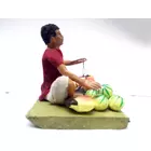 Krishnanagar Handmade Clay Gift & Décor | Standard- Sitting Human Figure Miniature Idol - Vegetable Seller