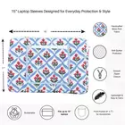 Mughal Meadow  Block Print Quilted  Cotton Laptop Sleeve With Front Pocket Blue 10"X15"