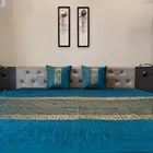 Brocado Tanchui Oro Real | Azul verdoso oscuro | Colcha tamaño king con funda de cojín | Banarasi | Bordado Zari