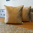 Colcha de lujo de brocado Banarasi | Amarilla | Colcha tamaño king con funda de cojín | Banarasi | Bordado Zari