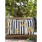Palm Stripes  Block Print Quilted  Cotton Weekender Duffle Bag With Sling Belt Dark Blue 18"X18"