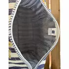 Palm Stripes  Block Print Quilted  Cotton Weekender Duffle Bag With Sling Belt Dark Blue 18"X18"