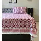 Sábana de algodón Floral Loom | Estampado a mano | Vino Prisma | Tamaño King - 274 x 274 cm | Sábana con funda de almohada | Motivo Jaipur