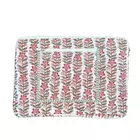 Rani Vines  Block Print Quilted  Cotton Laptop Sleeve With Front Pocket Peach 10"X15"