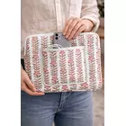 Rani Vines  Block Print Quilted  Cotton Laptop Sleeve With Front Pocket Peach 10"X15"