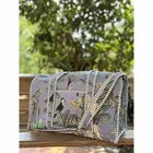 Urban Safari Edit  Block Print Quilted  Cotton Weekender Duffle Bag With Sling Belt Light Blue 18''X18"