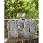 Urban Safari Edit  Block Print Quilted  Cotton Weekender Duffle Bag With Sling Belt Light Blue 18''X18"