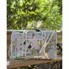 Urban Safari Edit  Block Print Quilted  Cotton Weekender Duffle Bag With Sling Belt Light Blue 18''X18"