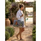 Urban Safari Edit  Block Print Quilted  Cotton Weekender Duffle Bag With Sling Belt Light Blue 18''X18"