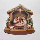 Colgador de pared de pesebre navideño - Sagrada Familia - Decoración de madera MDF