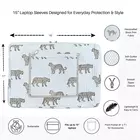 Wild Roar  Block Print Quilted  Cotton Laptop Sleeve With Front Pocket White 10"X15"
