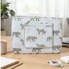 Wild Roar  Block Print Quilted  Cotton Laptop Sleeve With Front Pocket White 10"X15"