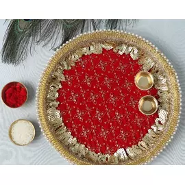 Brass Pooja Thali - Decorative Plate for Hindu Rituals