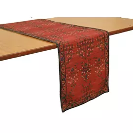 Camino de mesa de poliéster estampado en color granate con diseño decorativo - 14 x 72 pulgadas