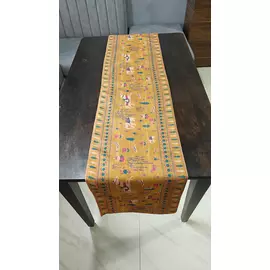Camino de mesa de poliéster con estampado de mostaza opaca, diseño decorativo, 14 x 72 pulgadas