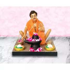 Krishnanagar Handmade Clay Gift & Décor | Basic- Sitting Human Figure Miniature Golu dolls - Priest