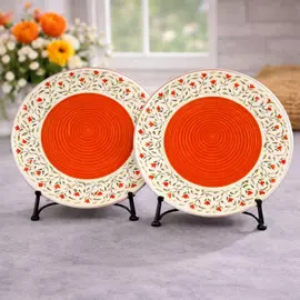 Juego de 2 platos llanos de cerámica Mittory de 10 pulgadas con espiral de cítricos, tamaño completo